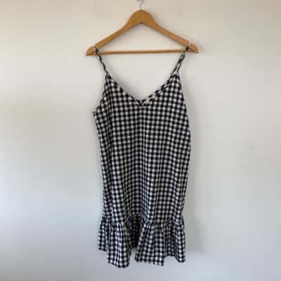 Amorini The Label Black White Checked Mini Dress Size L