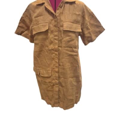 AERE Womens  Size 8 Short Sleeve Dress  Brown 