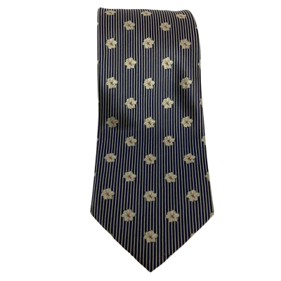 Louis Féraud Paris Necktie Navy Blue / Silver Flowes