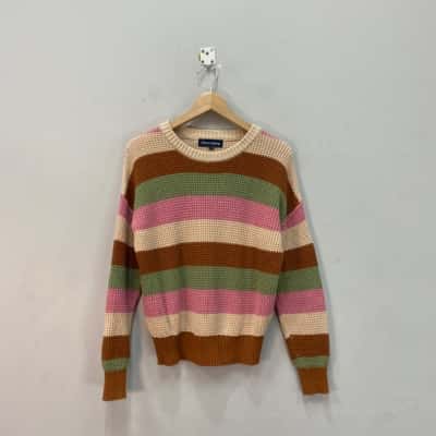 Princess Highway Womens  Size 10 Knitted Jumper Beige / Green / Pink  