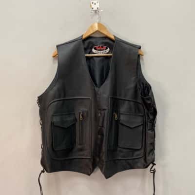 BNWOT Y.A.S. Mens  Size 4XL Biker Vest Black  Leather 