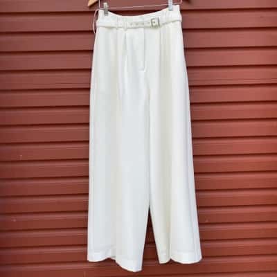 Veronica Maine Womens Size 8 White Wide Leg Pants