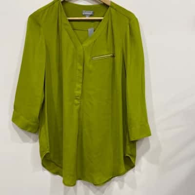 Suzannegrae Womens  Size 12 3/4 Sleeve Top Olive 