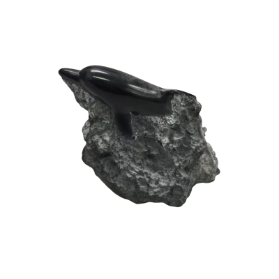 Vintage Handcrafted Dolphin Sculpture By Foot Young Of Foot’s Artworks