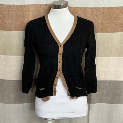 Zaraknit Womens  Size S Button-down Cardigan Black  / Brown 