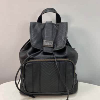 Mimco Womens Large Leather Backpack Black  