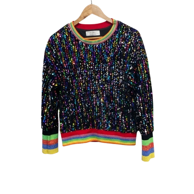 Frankie’s Melbourne Womens  Size M / S Sequin Crew Neck Jumper Black  / Multicoloured 