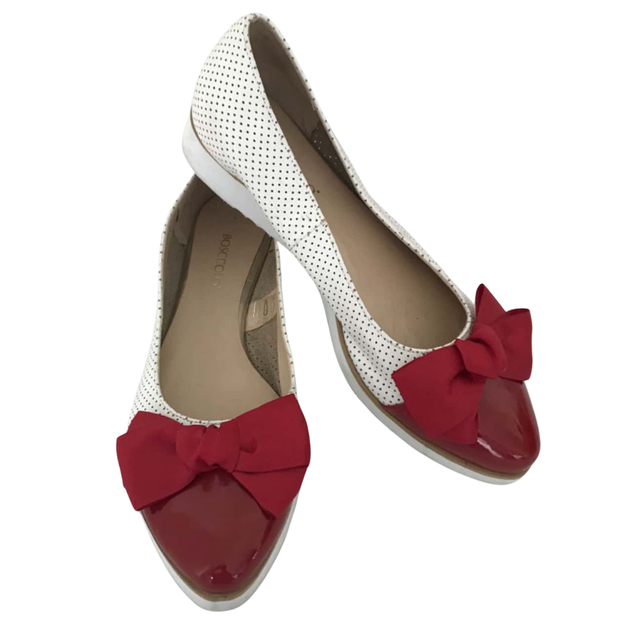 Boscolo Womens Size 40 Red / White Flats with Red Bow(s)