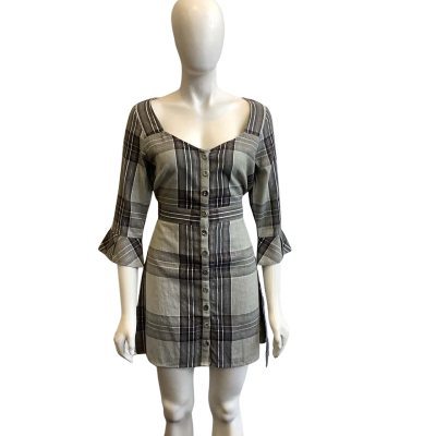 BNWT Steele Women's Size L Nadine Detail Dress Stone Check 