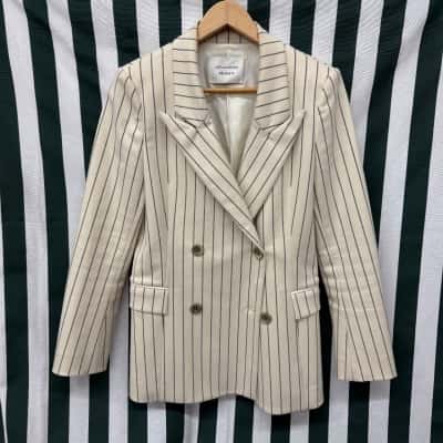  Les Coyotes Womens  Size S Blazer Black  / Cream / Striped 