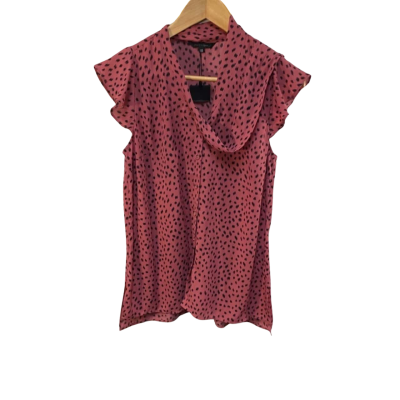 Portmans Womens  Size 10 Button Up Top Black  / Maroon 
