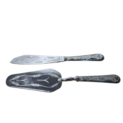 Silver Cake Serving Set - Cake Pastry Server and Cake Knife 