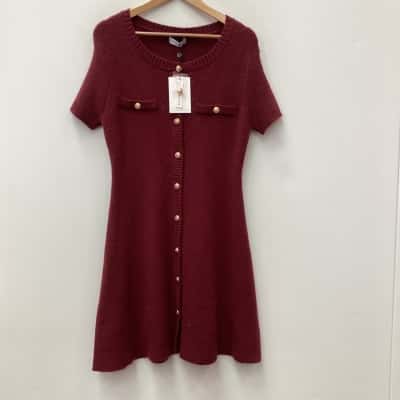NEW - Style State Button Up Dress Maroon - Size M