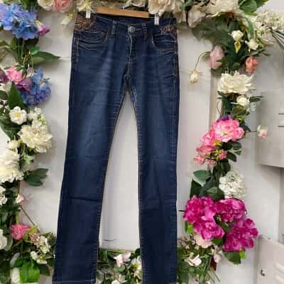 Desigual Womens  Size 10 Low Rise Pants Blue 