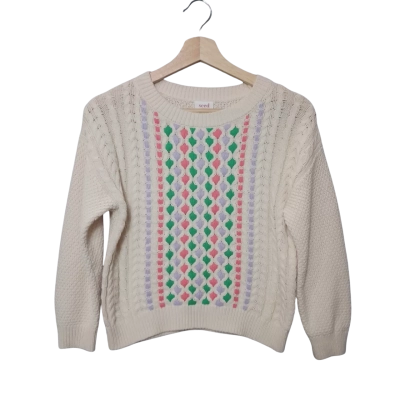 Seed Heritage Women's Size 8 Cream and Multicolored Jumper