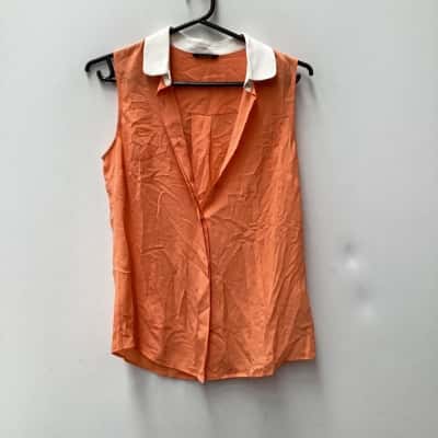 Massimo Dutti Womens  Size 36 Button Up Top / Sleeveless Top Orange 