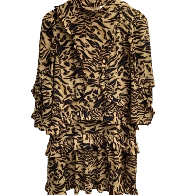 Seed Womens  Size 8 Long Sleeve Dress / Mini Dress Animal print / Black  / Brown 
