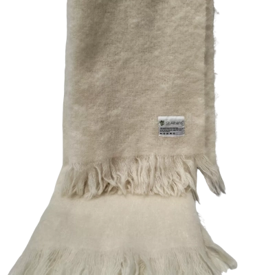 St Albans Mohair Throw in Cream. 160 X 160 cms