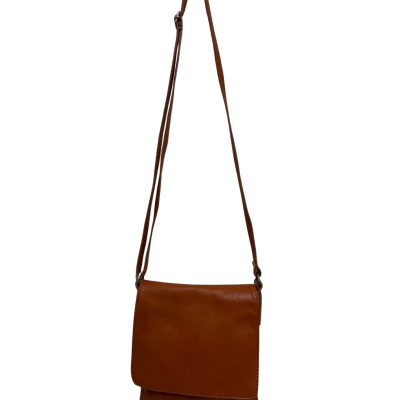 Vera Pelle Italian Leather Crossbody Bag  - Tan