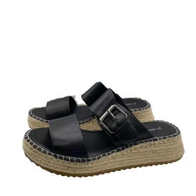 Jo Mercer Womens  Size 38 Flat Leather Espadrilles Black  