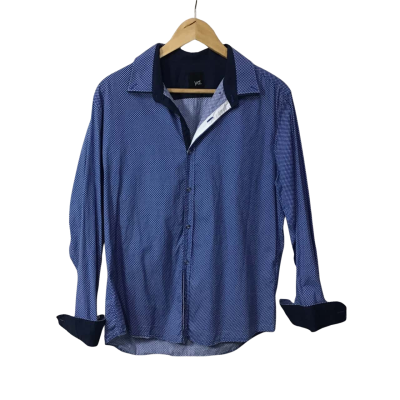 Yd. Mens Size L Blue / White Pattern Long Sleeve Shirt