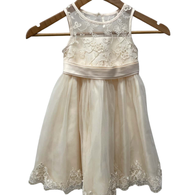 Ollies Place Kids  Size 2 Beige Floral Fancy Dress