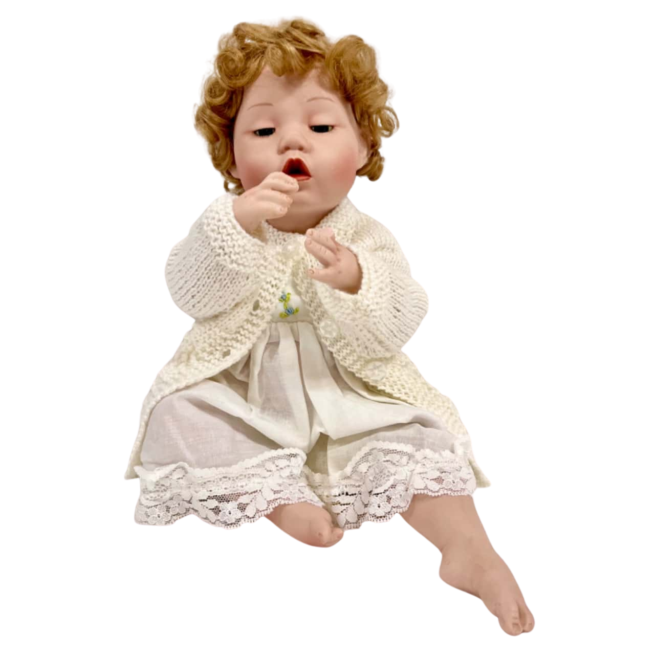 AshtonDrake 1994 Porcelain Baby Sitting with Outstretched Leg