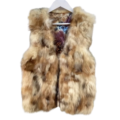 Womens Size S Fur Vest Cream 