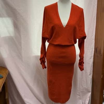 Reiss Womens  Size M Long Sleeve Dress Burnt Orange 
