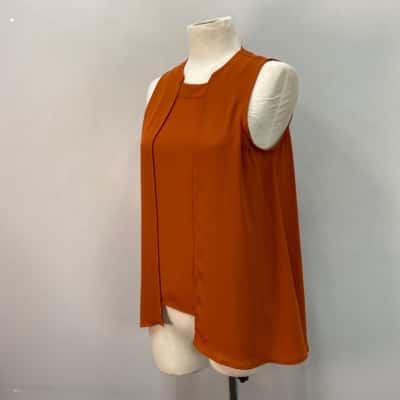 Cue Womens  Size 8 Blouse / Singlet Top Burnt Orange 