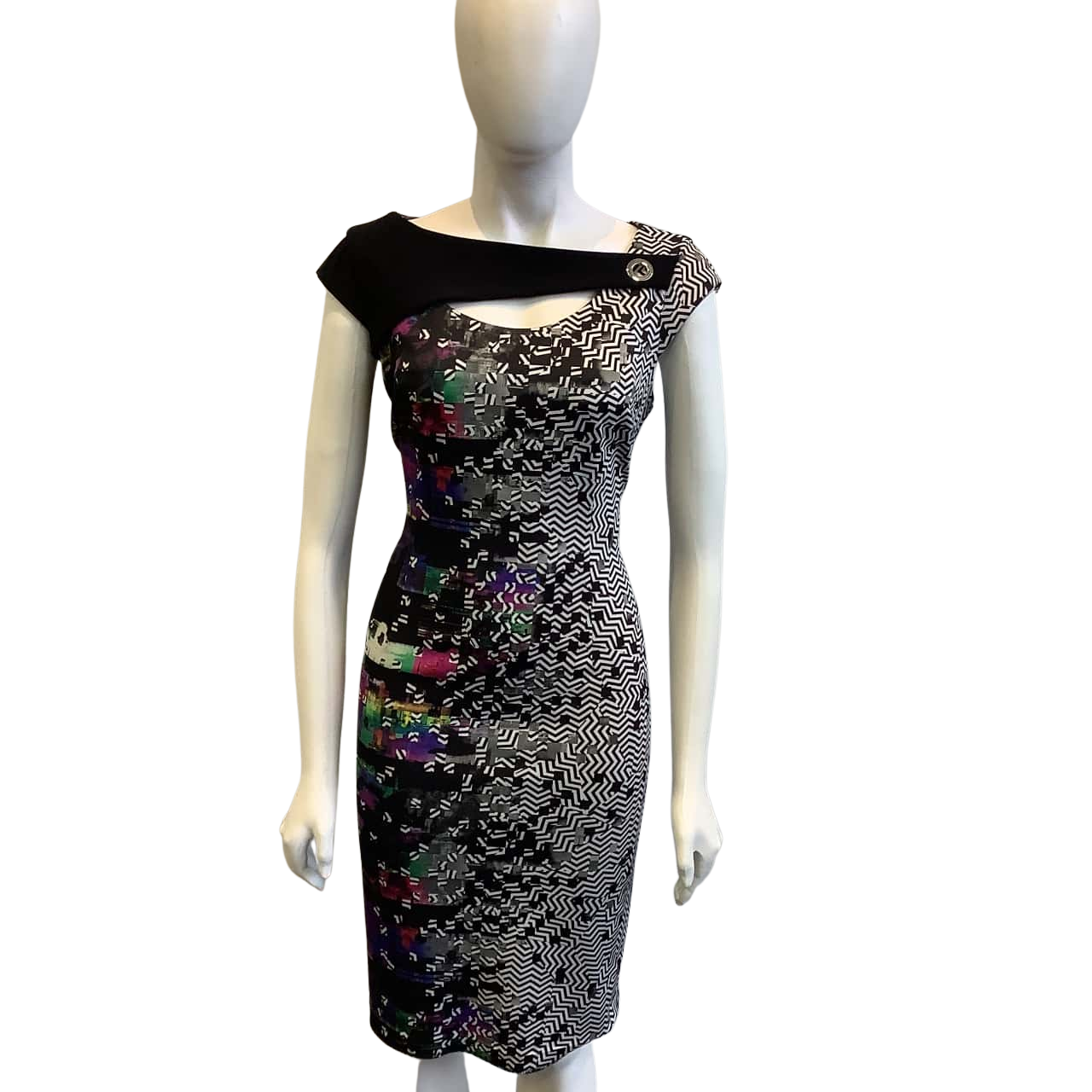 joseph-ribkoff-women-s-size-14-short-sleeve-midi-dress-multicoloured