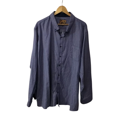 Johnny Bigg Mens  Size 6XL Navy Blue / White Pattern Long Sleeve Shirt