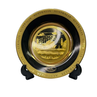 24kt Gold Plated Australia Display Plate Sydney Harbour Bridge