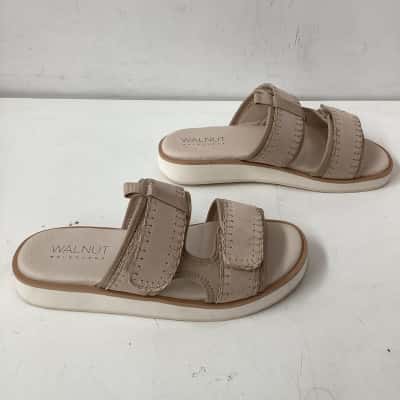 Walnut  Capri Leather Slides