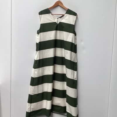 Uniqlo Marimekko Womens Long Dress Cream / Green Size XL
