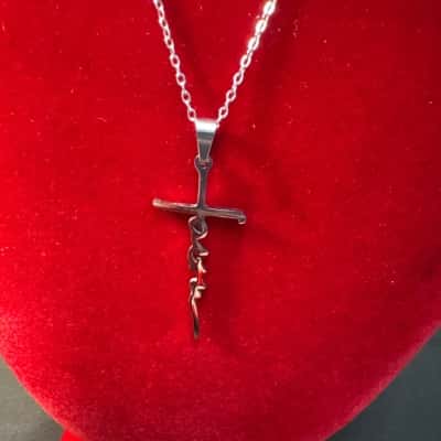  Unisex Stainless Steel “Faith” Cross Necklace 