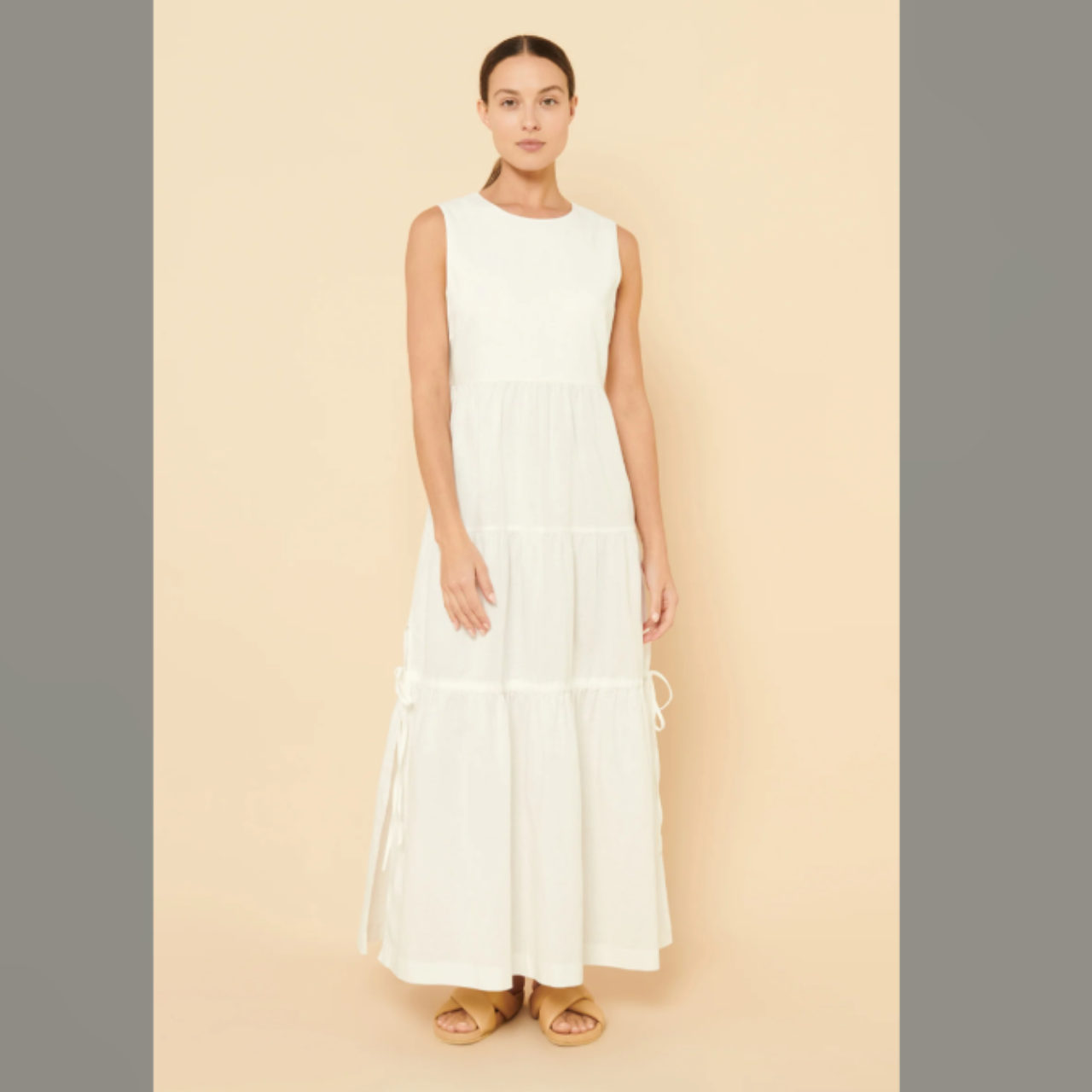spaghetti strap linen mini dress Andres Otalora Coqueteas Embellished Linen Mini Dress main image 0