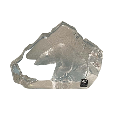 Mats Jonasson Crystal Bear Sculpture Paper Weight
