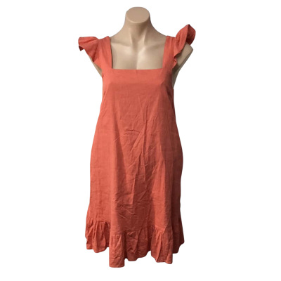Piper Womens Size 8 Orange Linen Blend Cap Sleeve Mini Dress 