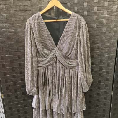 Pink Dusk Womens  Size 12 Long Sleeve Dress Silver 