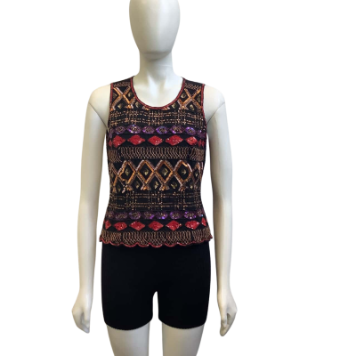 Kimaya Womens Label Size 10 Emebllished Tank Multicoloured