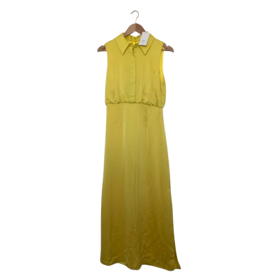 CUE Women's Satin Shirt Dress - Yellow Size AU8/M as is (**Brand new** RRP $345)