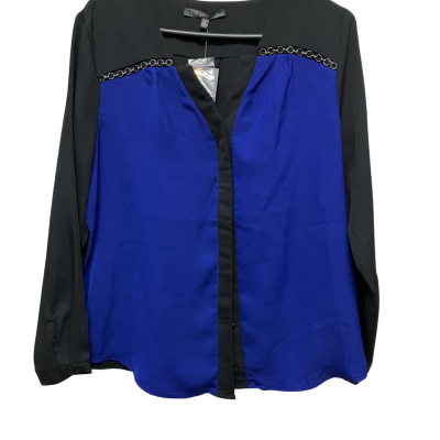 Liz Jordan Women'  Size 14 Long Sleeve Shirt Black  / Blue 