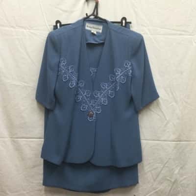 Vintage Young Edwardian Womens Size 12 Blue Skirt and Jacket
