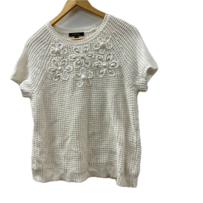 Brooks Brothers Womens Top Size XL Cream / White with Beaded Floral Crochet Detail