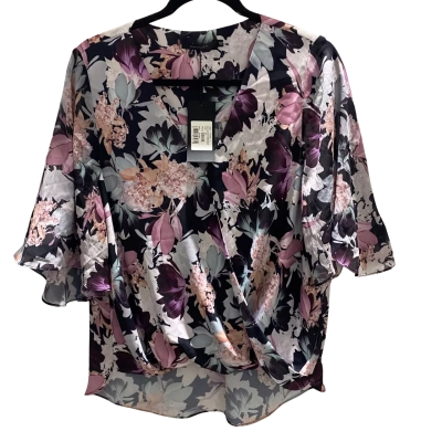 Portmans Womens Size 12 Floral / Multicoloured / Purple Short Sleeve Top RRP$69.95