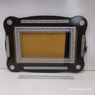 Vintage Phoenix Collection Fashion Wood Glass Tray Server 