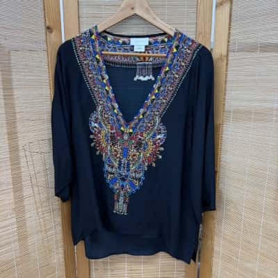 Camilla Womens 3/4 Sleeve Top Multicoloured / Navy Blue 