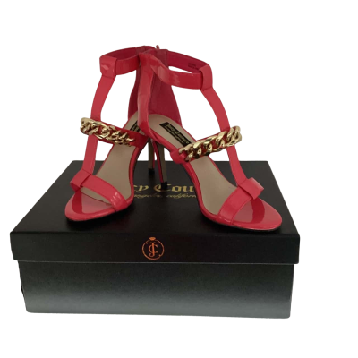 Juicy Couture Womens  Size 6 Heels  Hot Pink  with Gold Chain  CAB