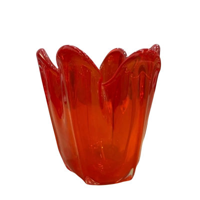 Bright Red Art Glass Handkerchief Bowl